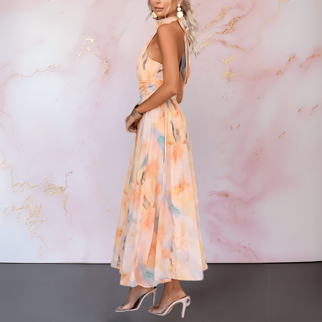 Esther™  |  Halterneck Watercolour Print Dress
