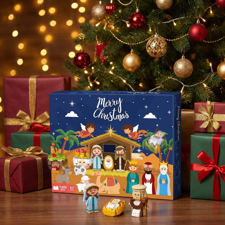 Nativity Scene Advent Calendar, 1495-Piece Brick Set in 24 Boxes