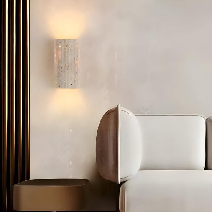 Natural Stone Cylinder Wall Sconce With Integrated LED Light