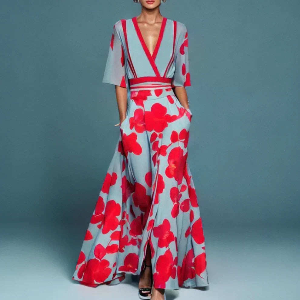 Women's Floral Wrap Maxi Dress - Elegant & Flattering Design