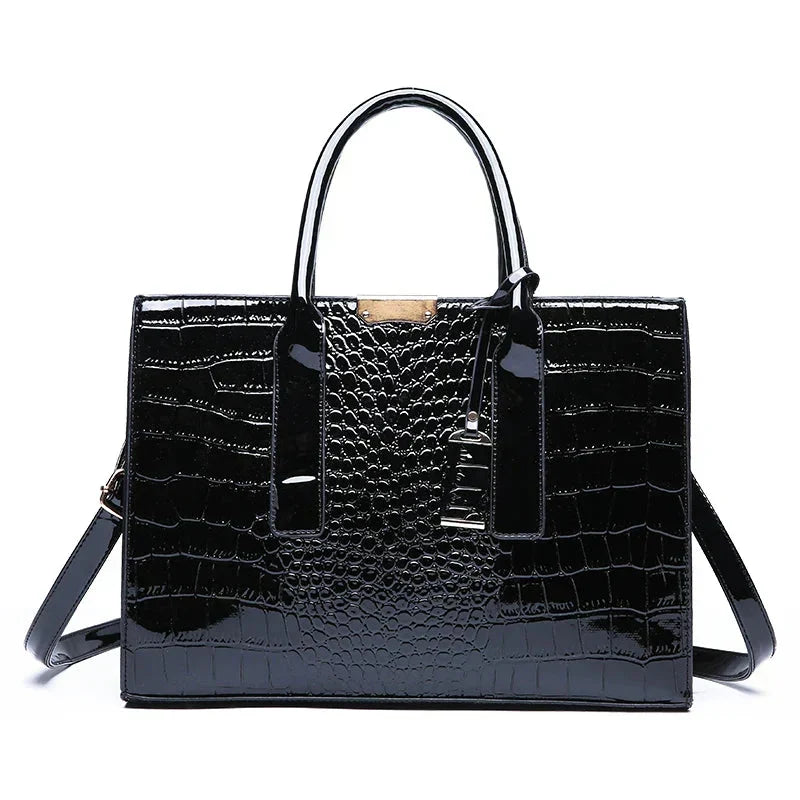 New York Crocodile-Print Leather Handbag