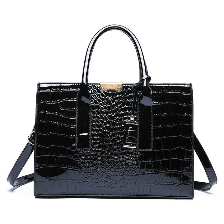 New York Crocodile-Print Leather Handbag