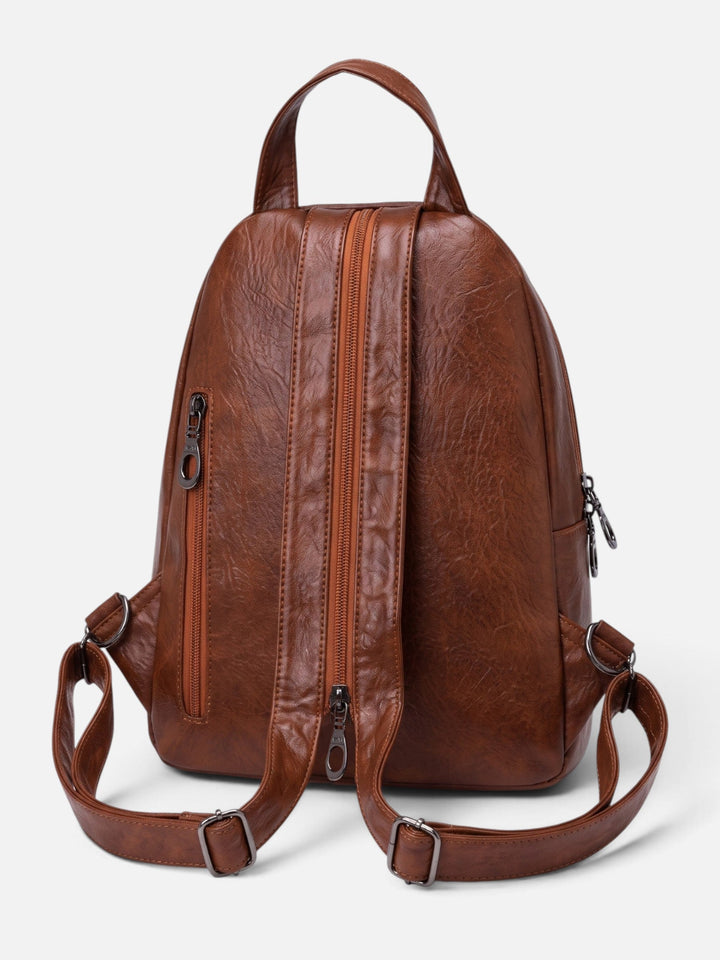 Women's Woven Leather Mini Backpack with Shoulder Strap