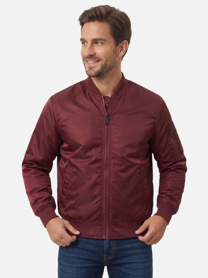 Men's Zip-Up Windproof Bomber Jacket, view 5 - Elena Harper