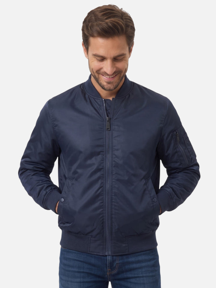 Men's Zip-Up Windproof Bomber Jacket, view 8 - Elena Harper