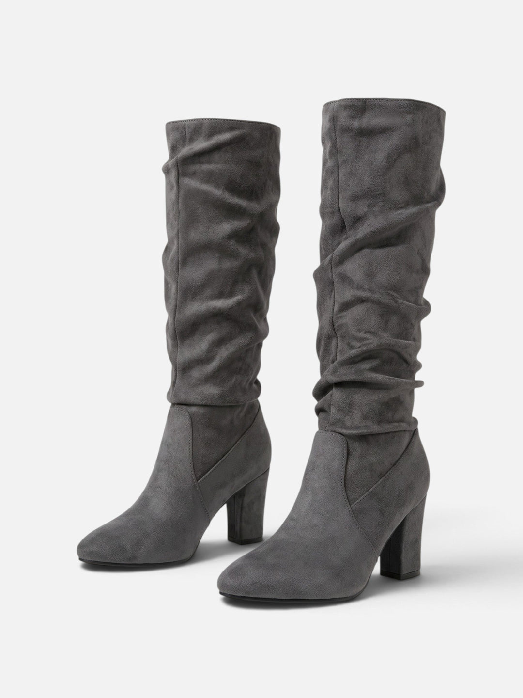 Women's Faux Suede Slouchy Block Heel Boots, view 10 - Elena Harper