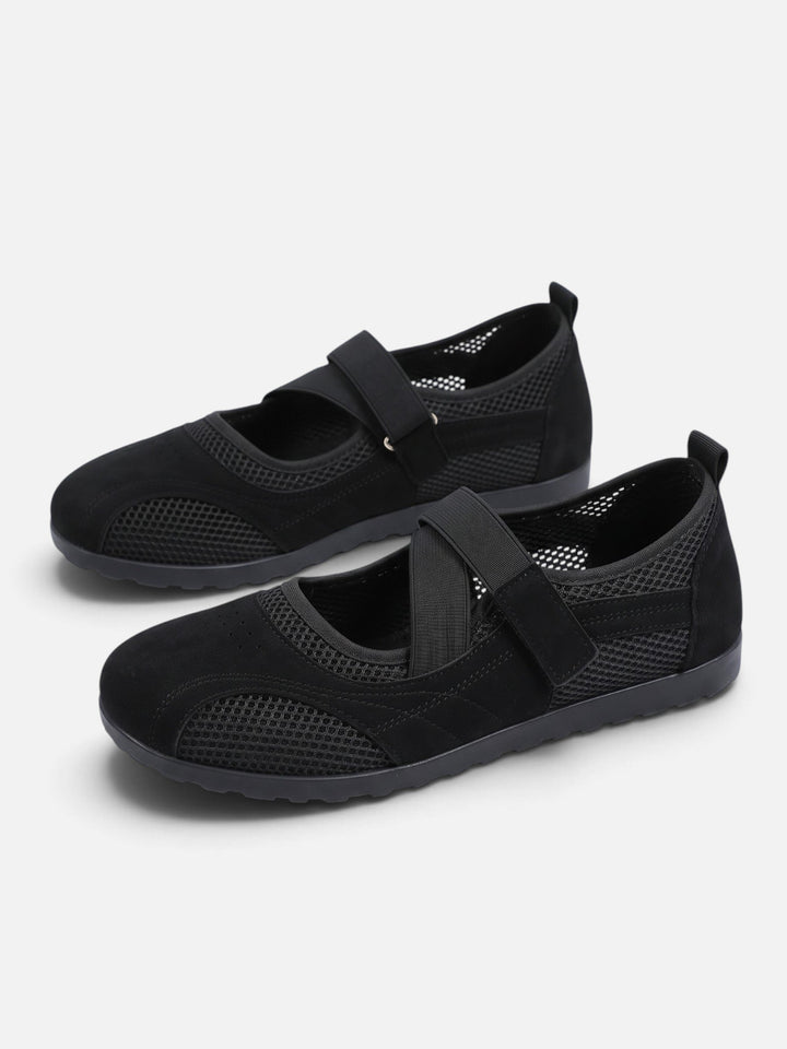 Women's Mesh Sneakerina Ballet Flats with Crossover Straps
