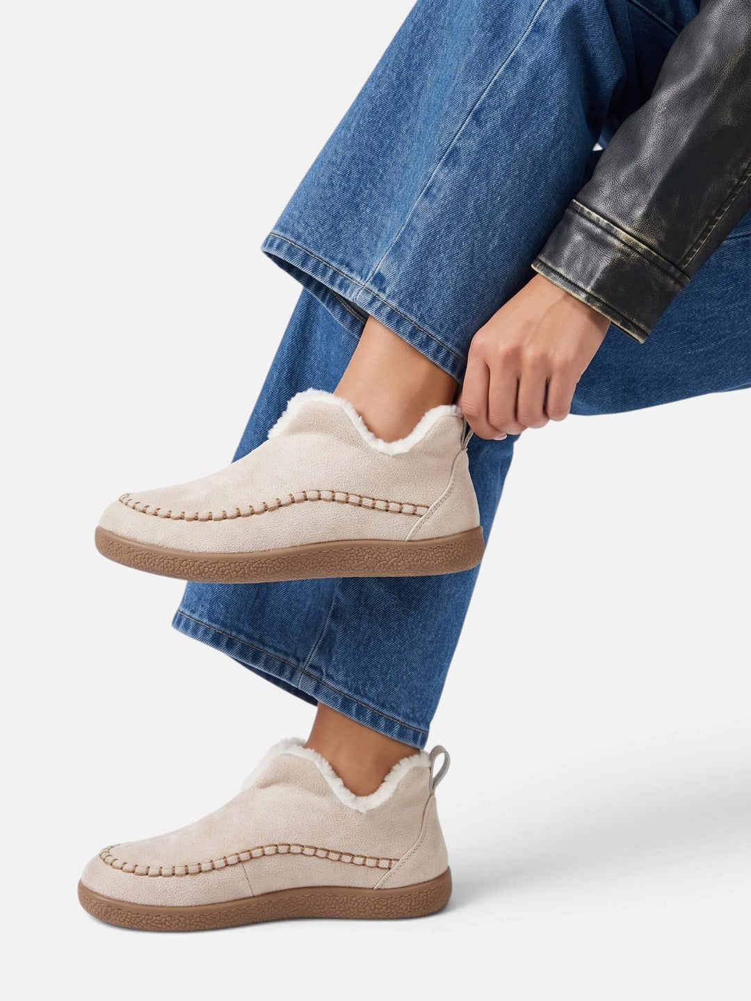 Women's Slip-On Corduroy Slippers with Faux Fur Lining