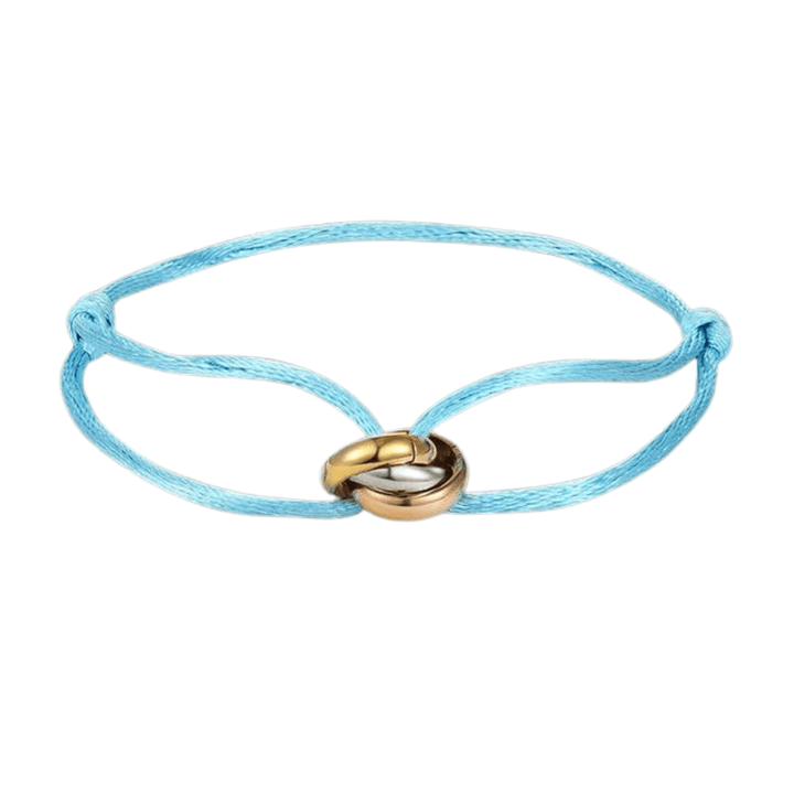 Ryan™ Golden Trifecta Bracelet by Emma & Rose Manhattan featuring layered gold chains and adjustable clasp on a white background.