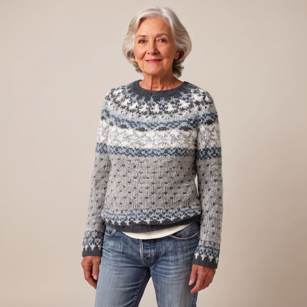 Fleur | Nordic Sweater Women Knitted Fair Isle Crewneck Pullover