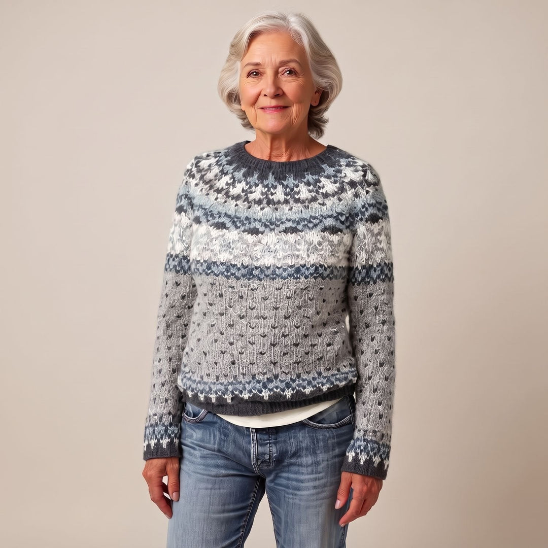 Fleur | Nordic Sweater Women Knitted Fair Isle Crewneck Pullover