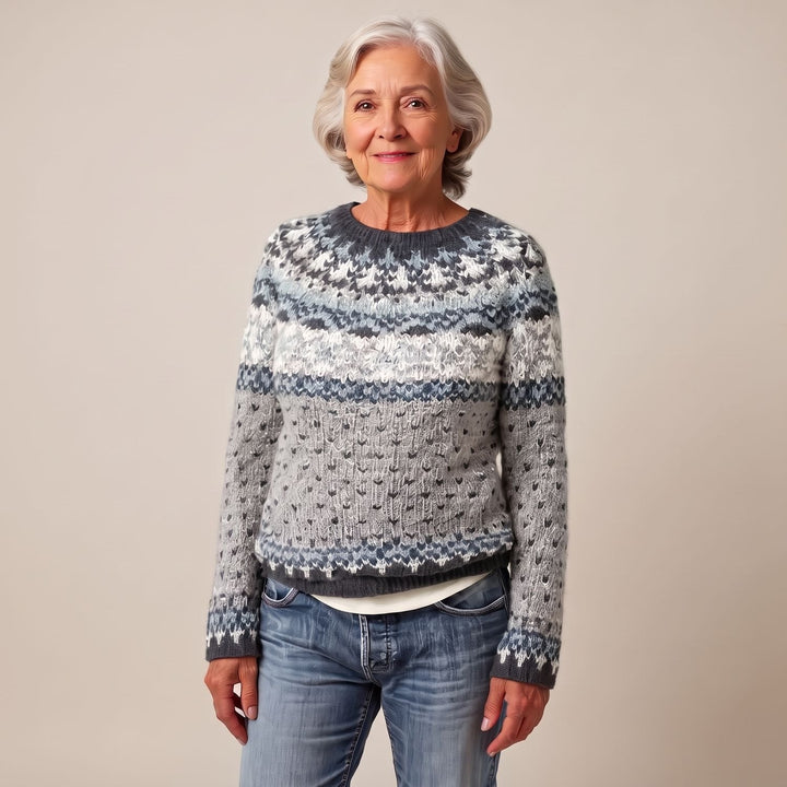 Fleur | Nordic Sweater Women Knitted Fair Isle Crewneck Pullover