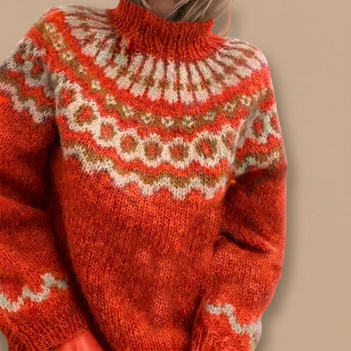 Fleur | Norwegian Sweater for Women Chunky Knit Turtleneck Fairisle Pattern
