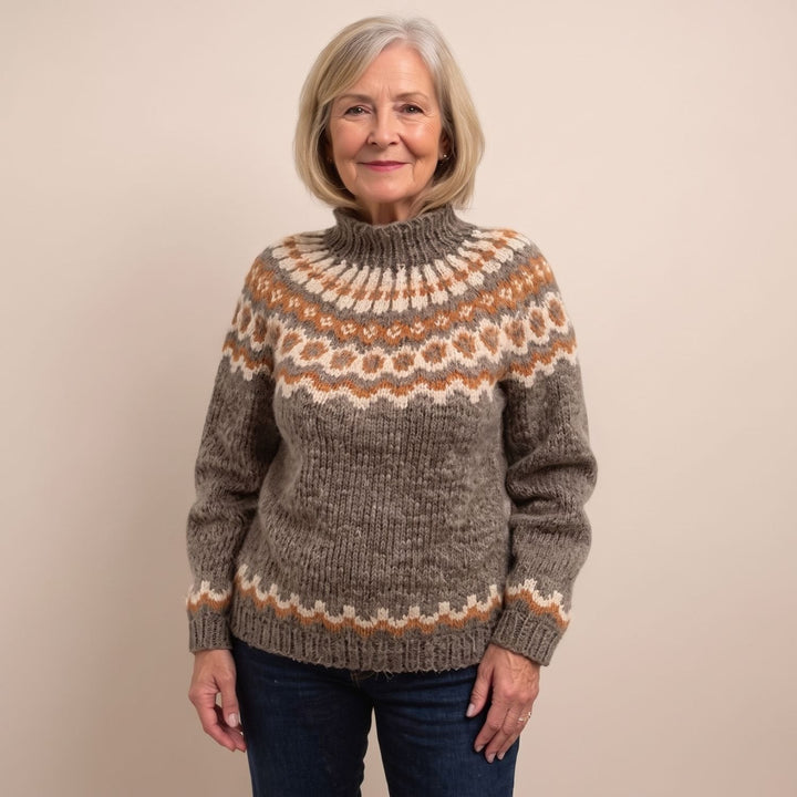 Fleur | Norwegian Sweater for Women Chunky Knit Turtleneck Fairisle Pattern