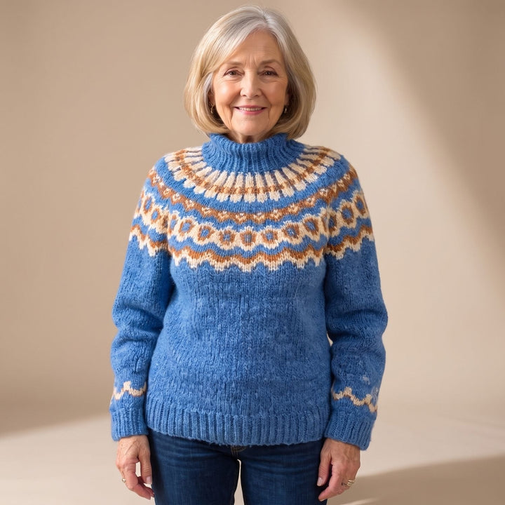 Fleur | Norwegian Sweater for Women Chunky Knit Turtleneck Fairisle Pattern