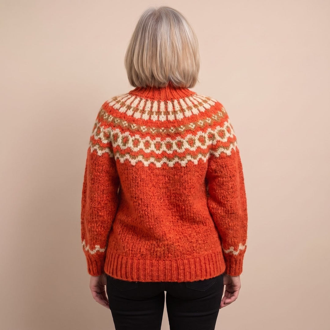 Fleur | Norwegian Sweater for Women Chunky Knit Turtleneck Fairisle Pattern