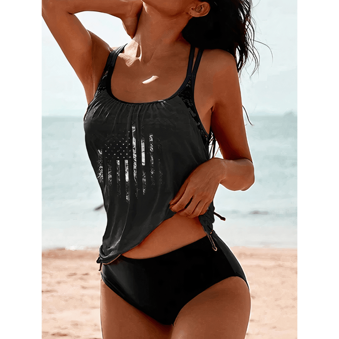 Willemien™ Azure Glow Tankini by Emma & Rose Manhattan featuring a vibrant blue swimsuit with a flattering fit and tank top style.