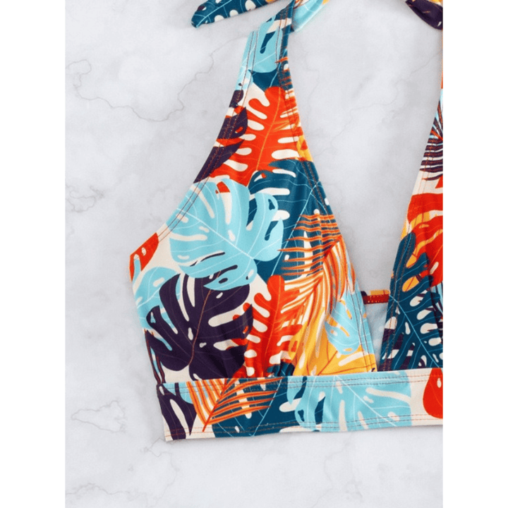 Exotic Oasis bikini set by Emma & Rose Manhattan featuring vibrant patterns and matching top and bottom swimwear.