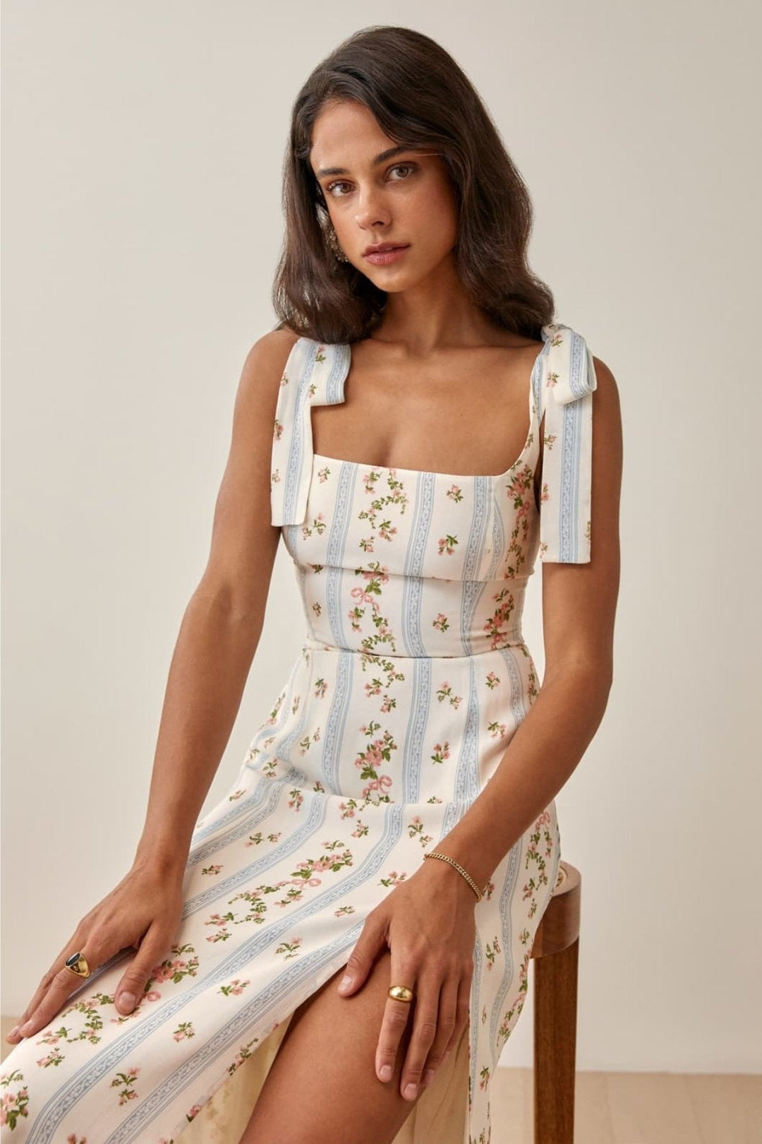 Adela - Midi dress with print, bow and slit
