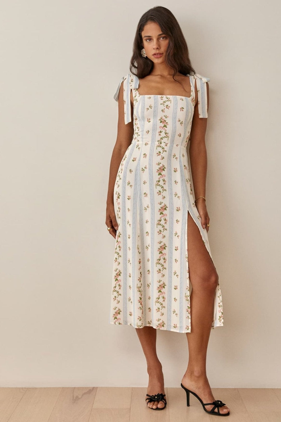 Adela - Midi dress with print, bow and slit