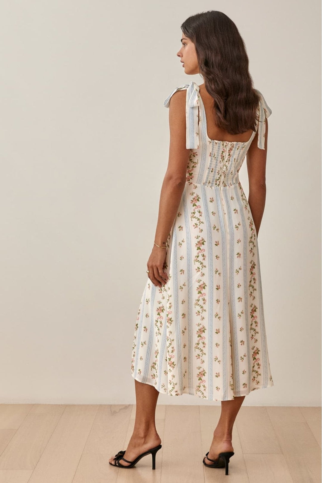 Adela - Midi dress with print, bow and slit