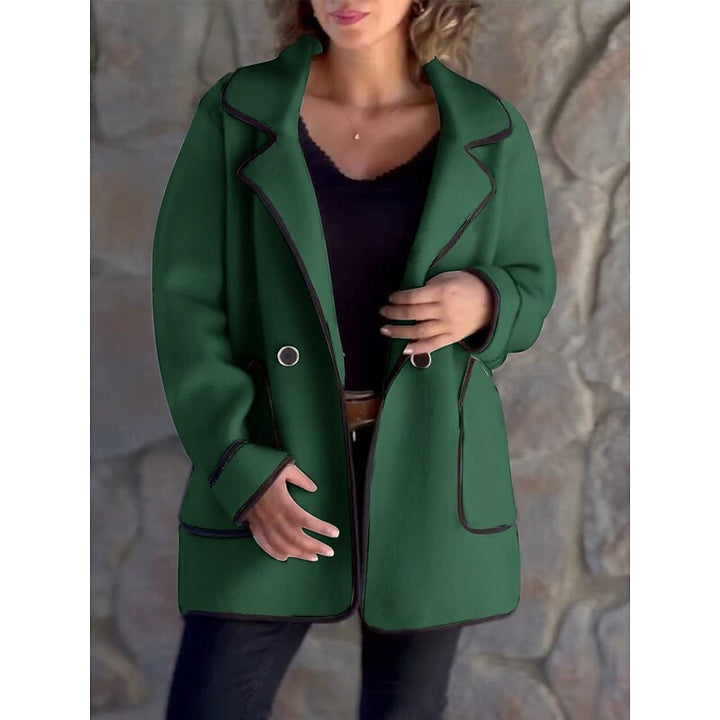 Delaine Contrast-Trim Loose Coat - Elena Harper