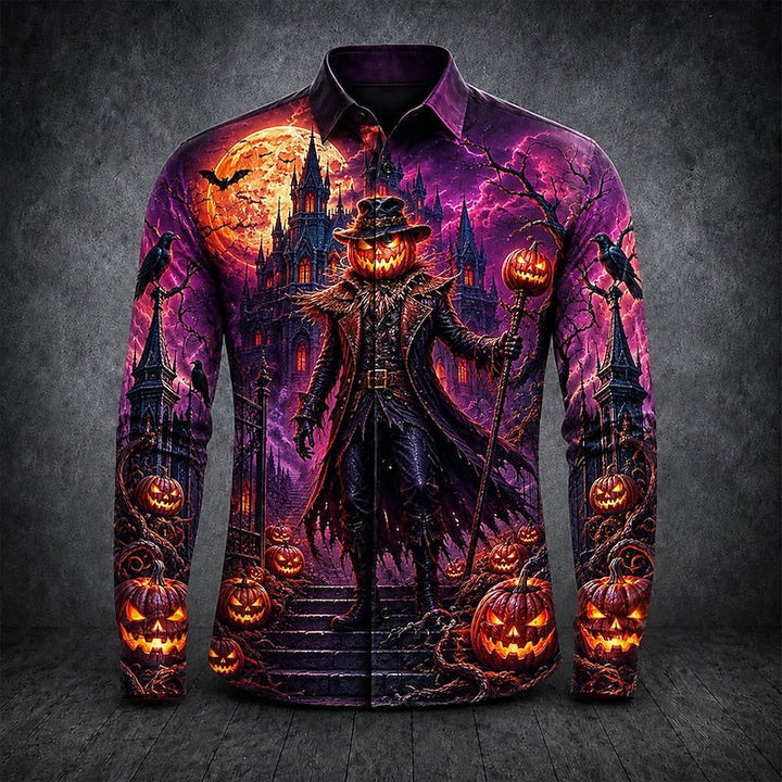 Thatcher Halloween Gothic Print Long-Sleeve Shirt, view 2 - Elena Harper