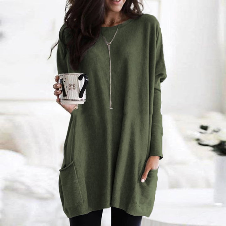 Women's Casual Fit Sweater Dress – Long Sleeves, Slightly Oversized Round Neck