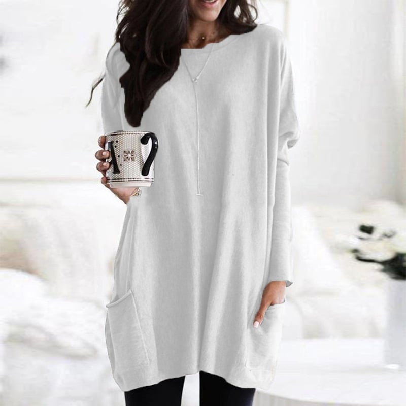 Women's Casual Fit Sweater Dress – Long Sleeves, Slightly Oversized Round Neck