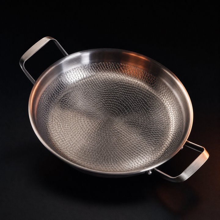 Hand-Hammered Titanium Pan with Two Side Handles