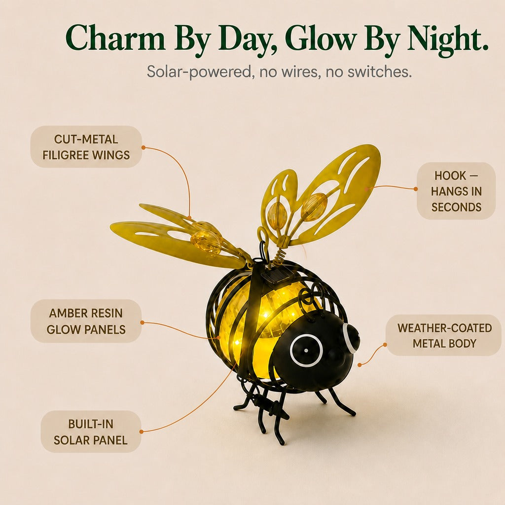 Beeloom Solar Hanging Bee Lamp for Garden - Elena Harper