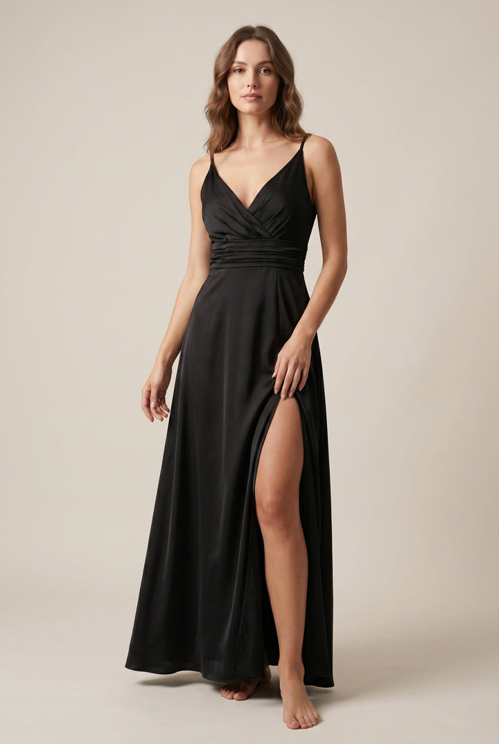 Women's Elegant Midi Dress with Timeless Silhouette