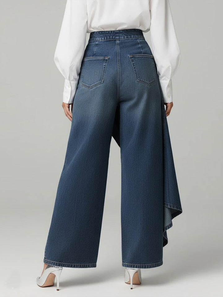 Madeline Modern Elegance Denim Pantskirt, view 2 - Elena Harper