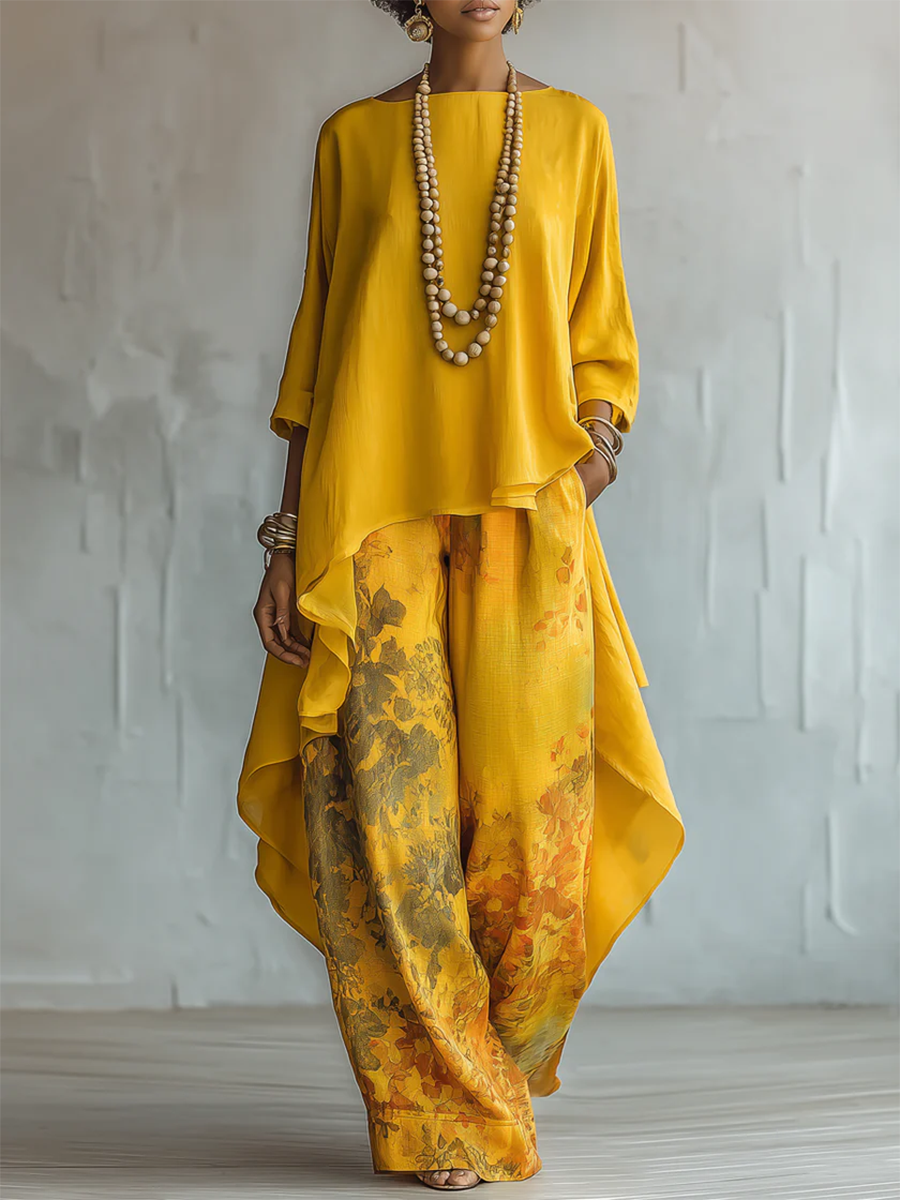 Milena™ | Stylish Floral Set with Wide Legs