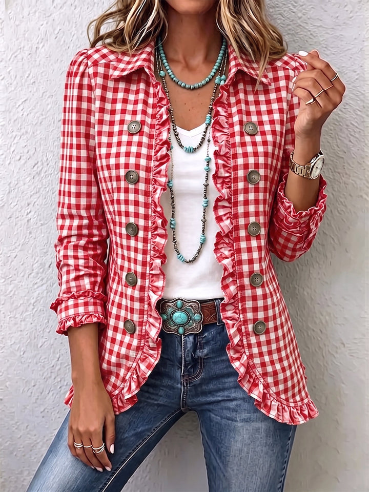 Purificación | Checked Vichy Jacket with Ruffles