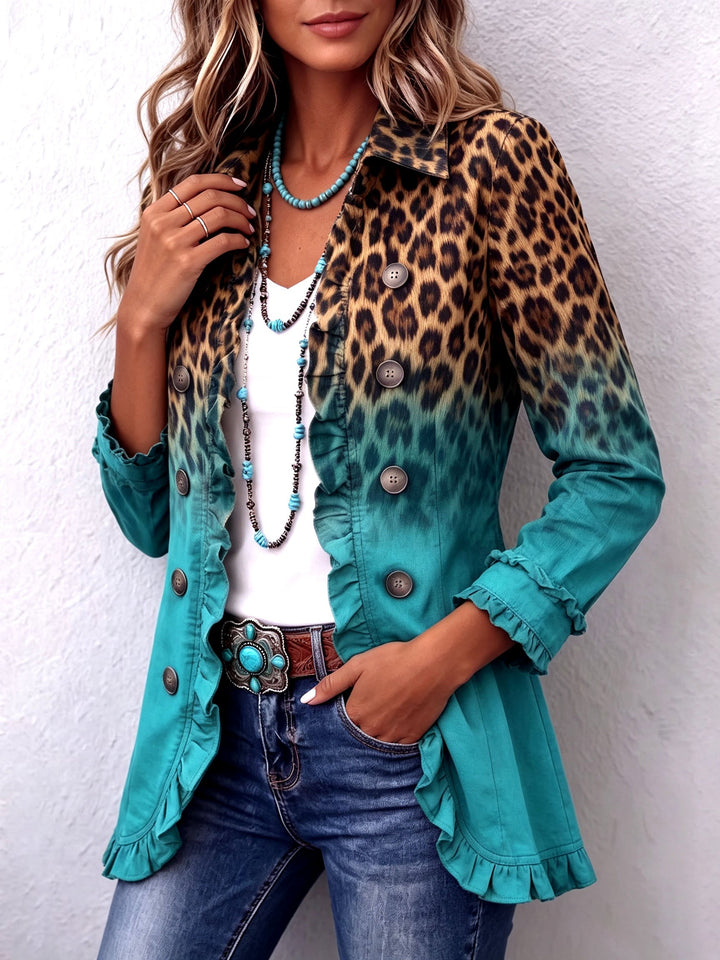 Mercedes | Leopard Ombre Blazer with Ruffles
