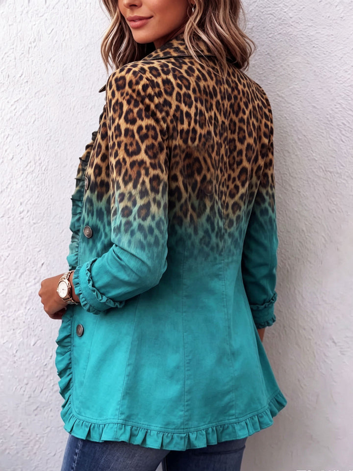 Mercedes | Leopard Ombre Blazer with Ruffles