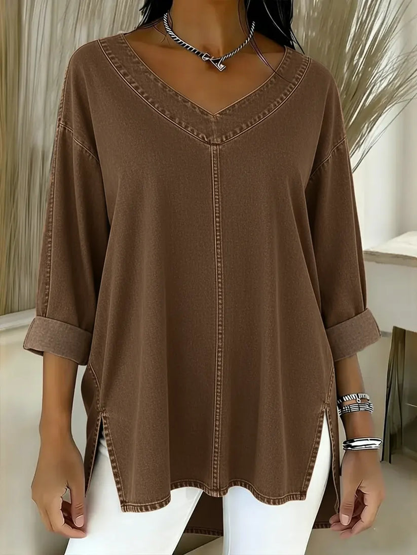 Ludovine Timeless Denim Shirt with Flowing Fit, view 4 - Elena Harper