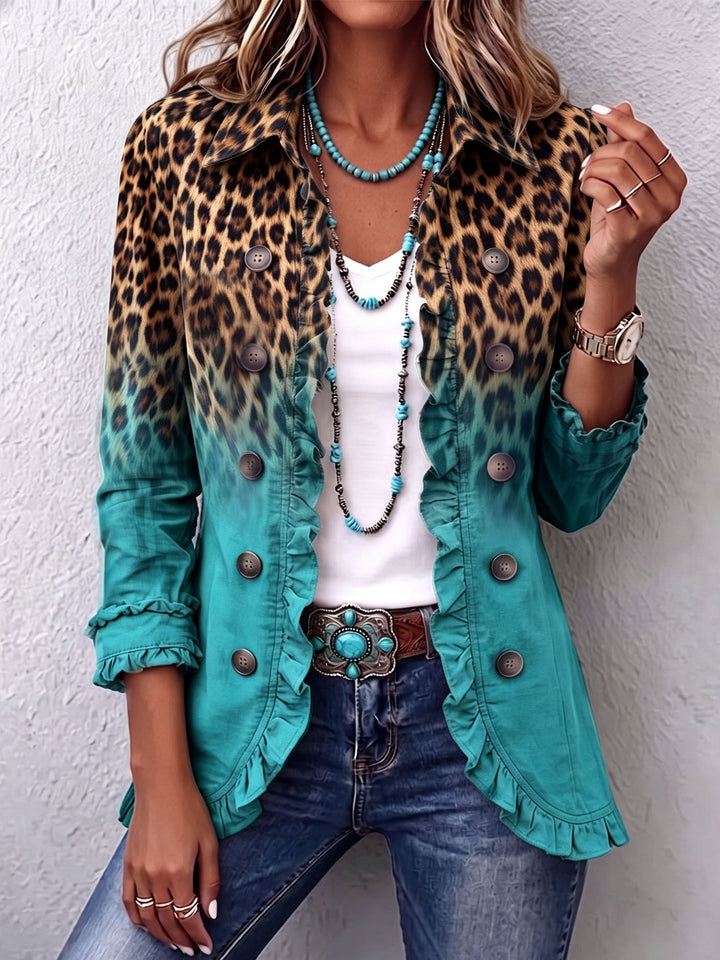 Mercedes | Leopard Ombre Blazer with Ruffles
