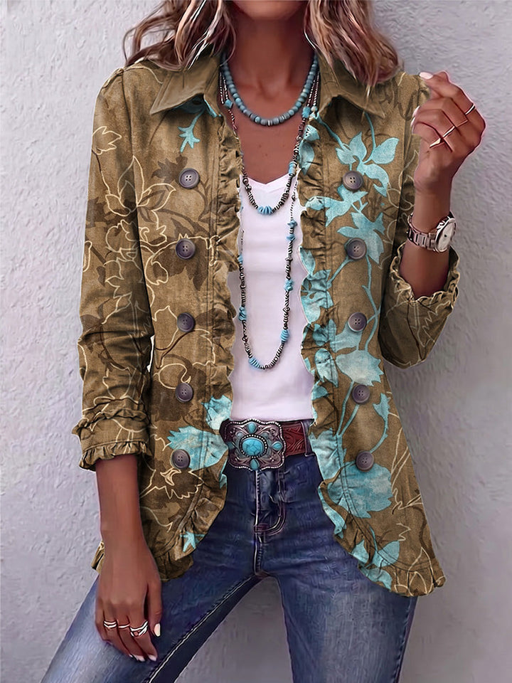 Health | Gradient Floral Jacket with Ruffles