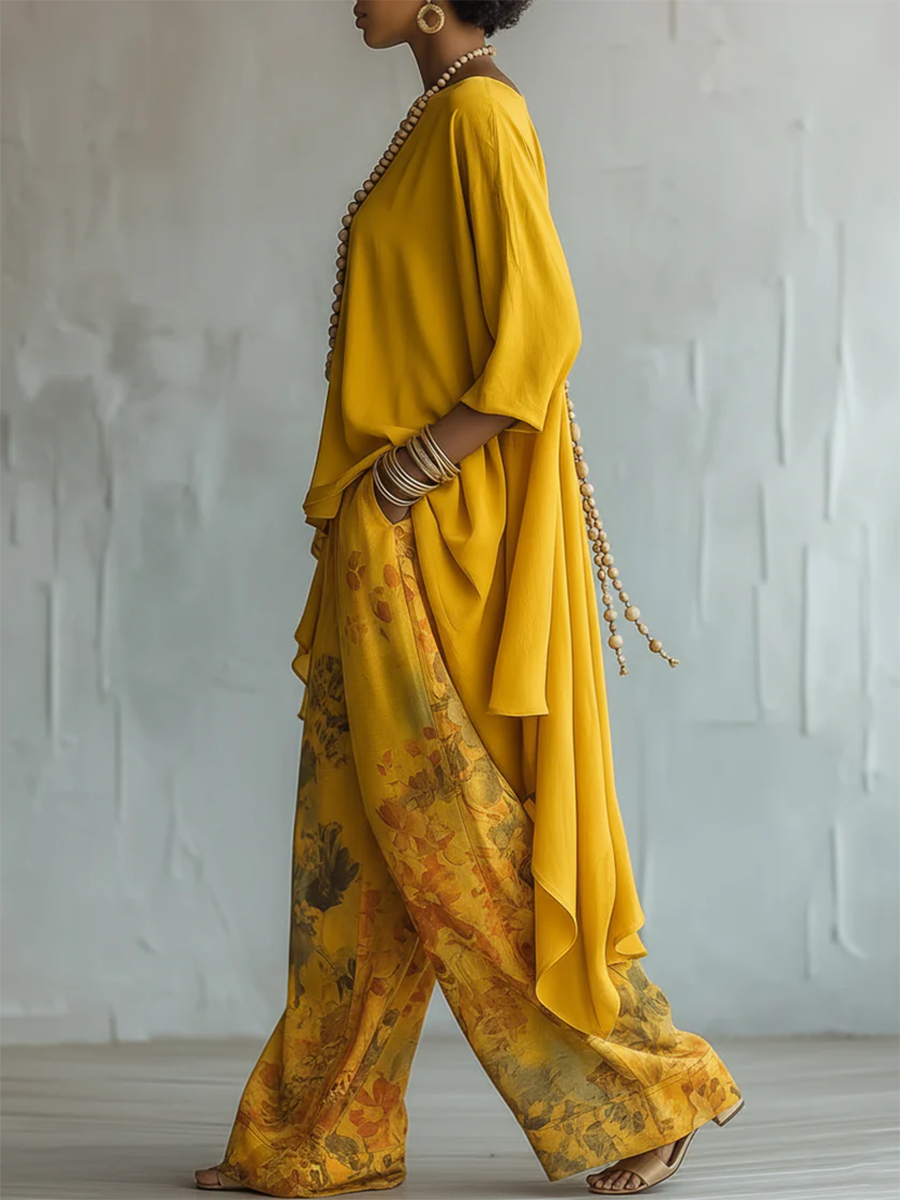 Milena™ | Stylish Floral Set with Wide Legs
