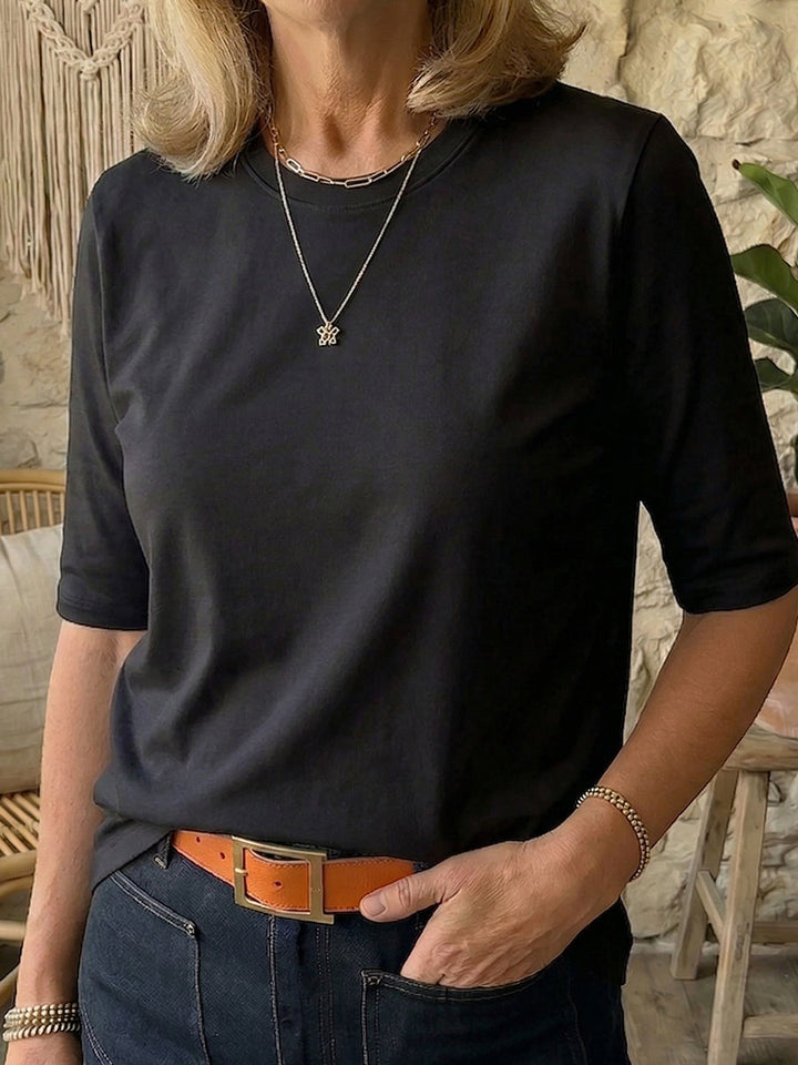 Minimalist Crew Neck Half-sleeve 100% Cotton T-shirt