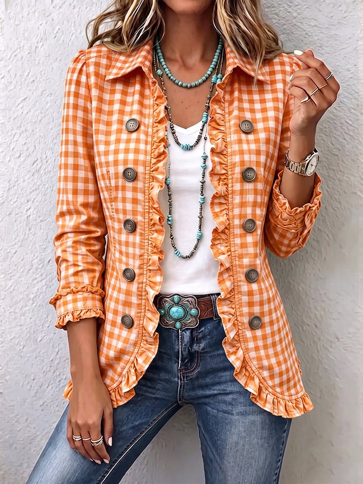 Purificación | Checked Vichy Jacket with Ruffles