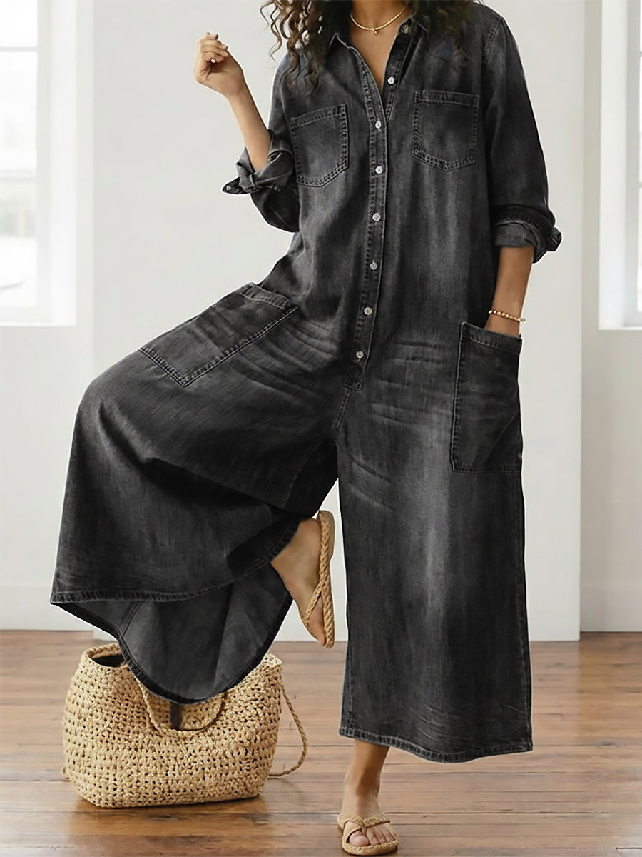 Diana | Vintage jumpsuit in soft washed denim cotton
