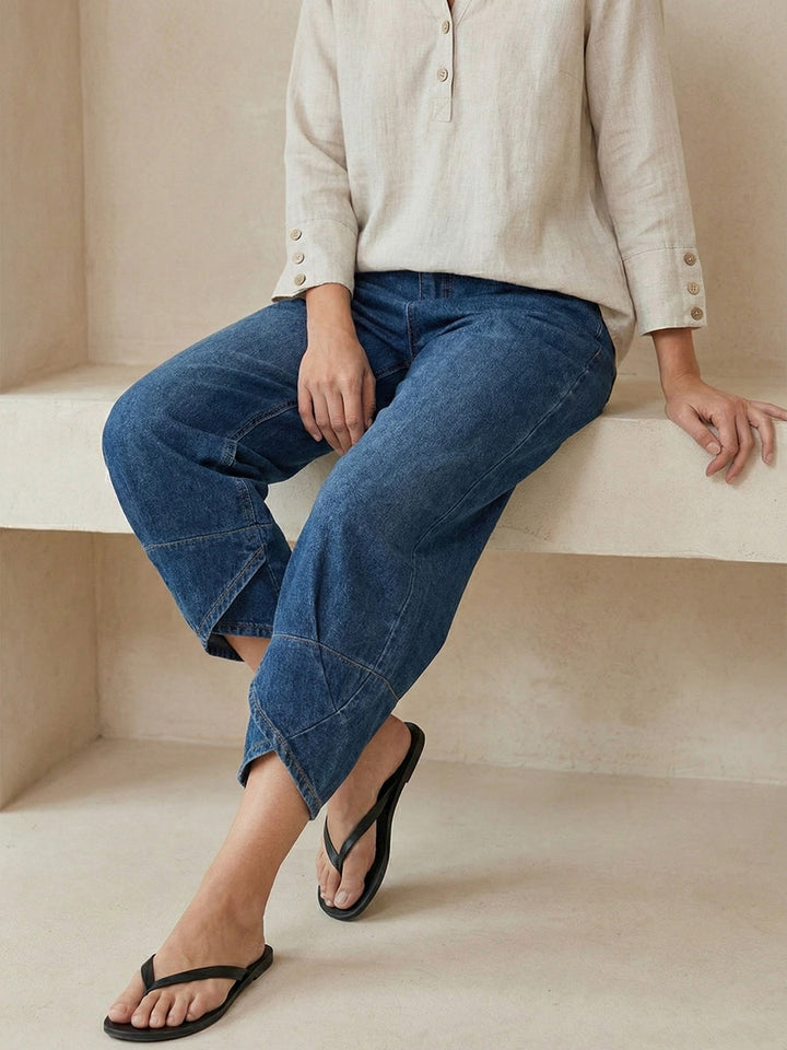 Women’s Washed Denim Cotton Jeans – Casual Street Relax Style