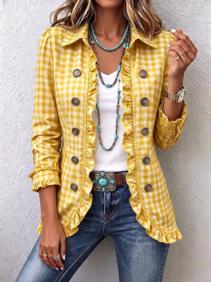 Purificación | Checked Vichy Jacket with Ruffles