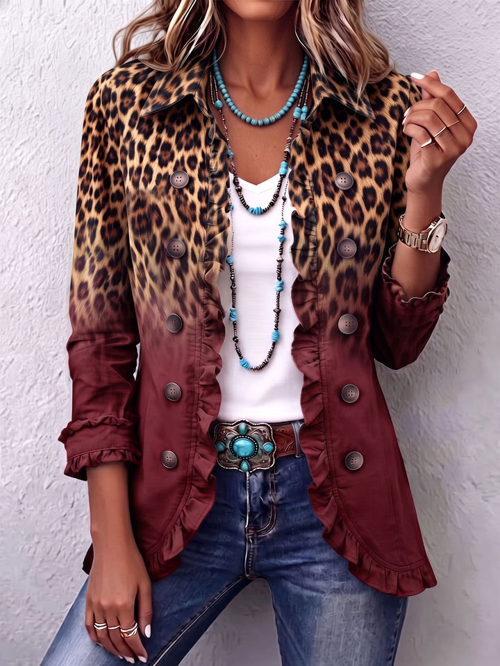 Mercedes | Leopard Ombre Blazer with Ruffles
