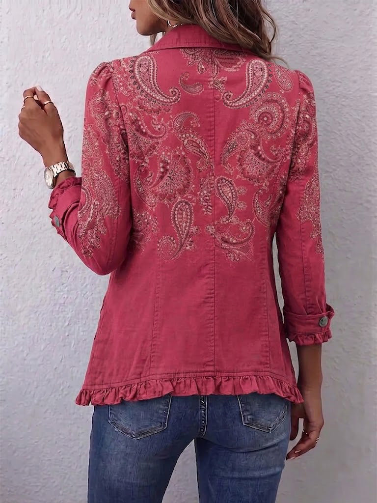 Adoration | Rose Cashmere Jacket with Ruffles