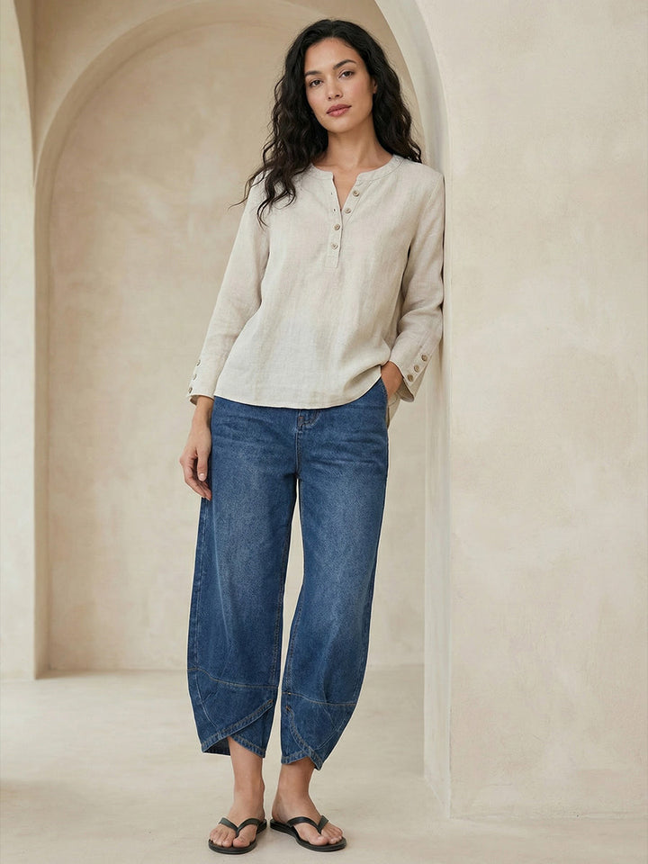 Women’s Washed Denim Cotton Jeans – Casual Street Relax Style