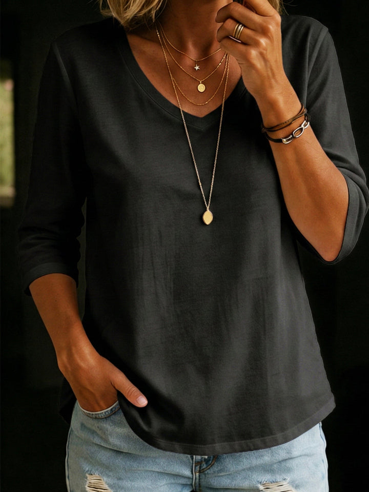 Nora - Cozy Casual Half-sleeve 100% Cotton T-shirt